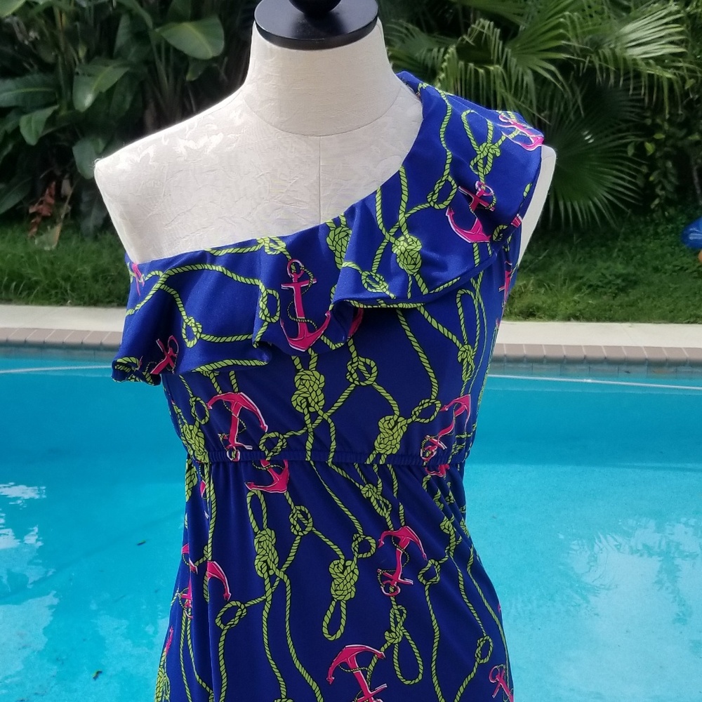 Tracy Negoshian one shoulder maxi dress size xs